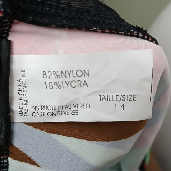 NWT Bikini Bay Shirred Side Flock One Piece Floral Swimsuit Size 14 - Picture 6 of 6